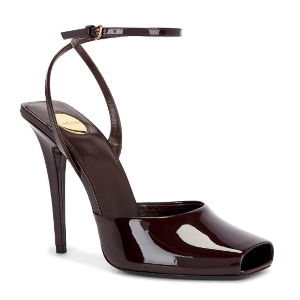NWT Saint Laurent 110mm La Scandale Heeled Pumps Marron Glaze Women's Size EU 37